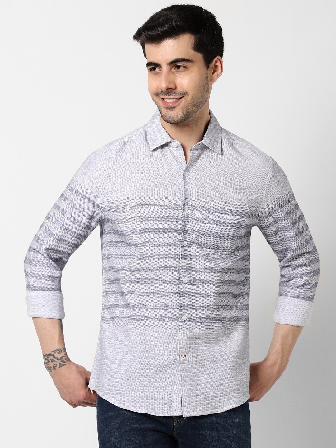 

VASTRADO Self Design Cotton Casual Shirt, White