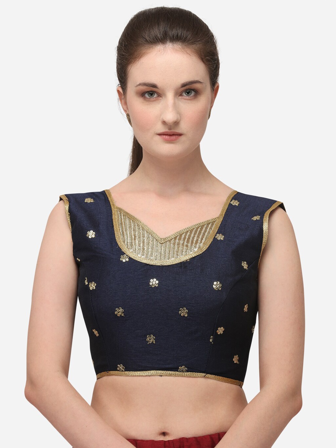 

Amrutam Fab Embroidered Saree Blouse, Navy blue