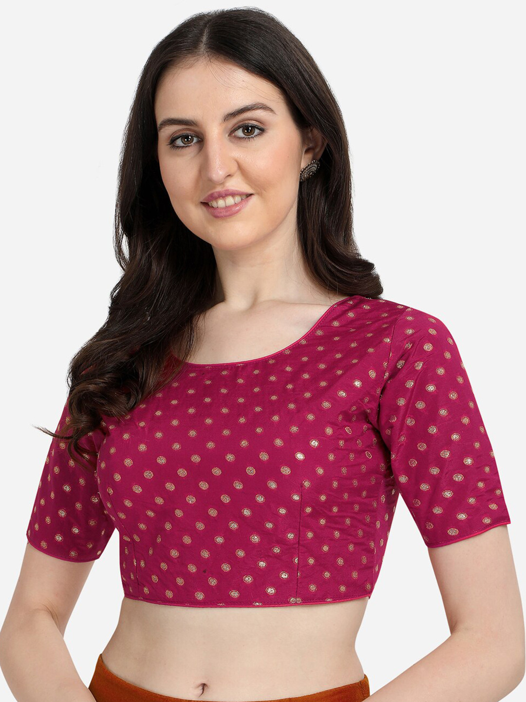 

Amrutam Fab Woven Design Jacquard Saree Blouse, Pink