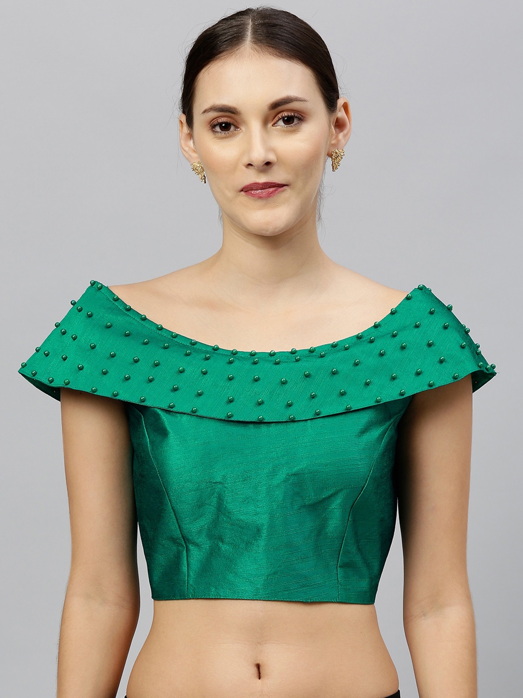 

Amrutam Fab Embellished Boat Neck Blouse, Green