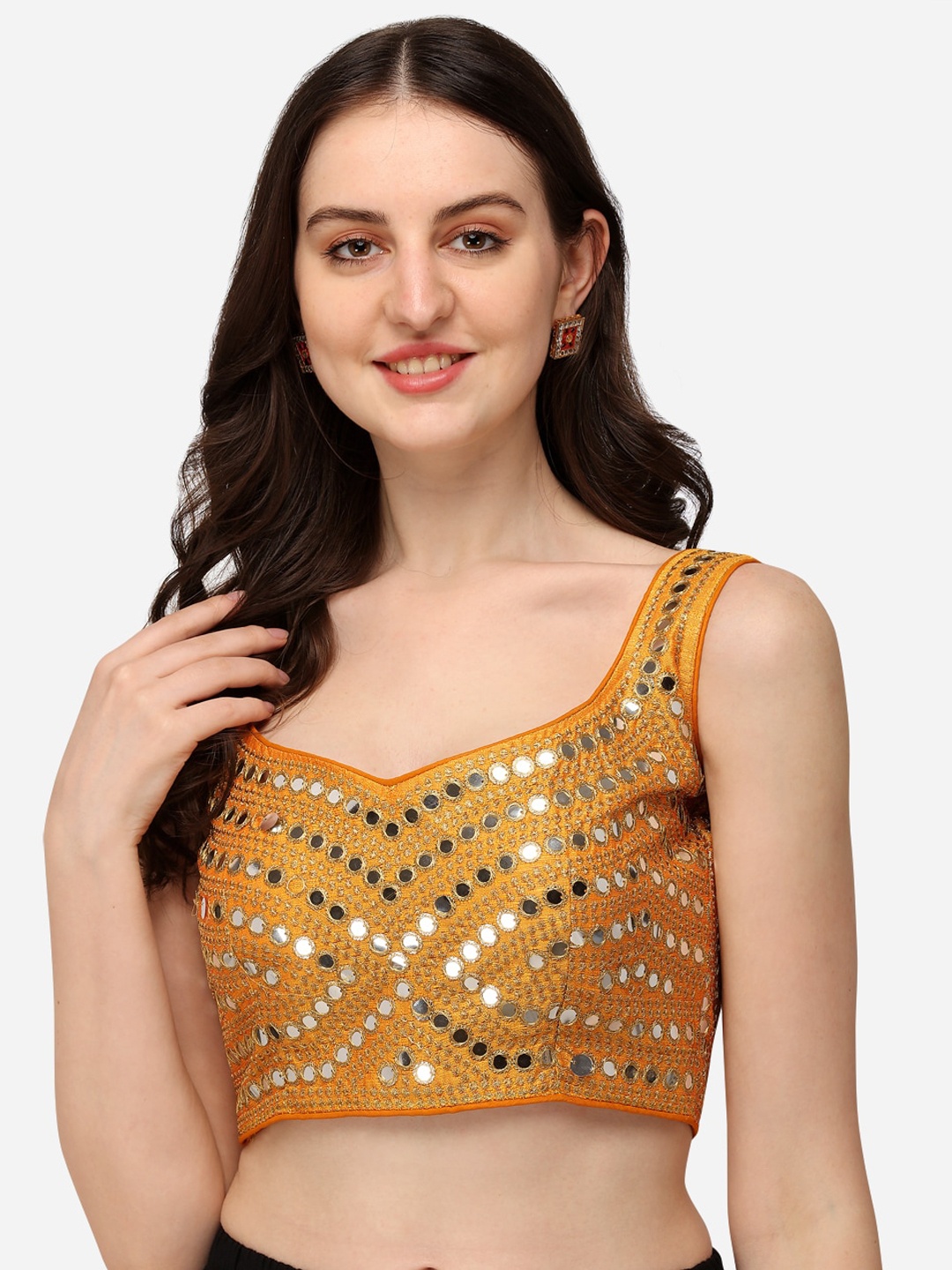 

Amrutam Fab Embellished Silk Saree Blouse, Yellow