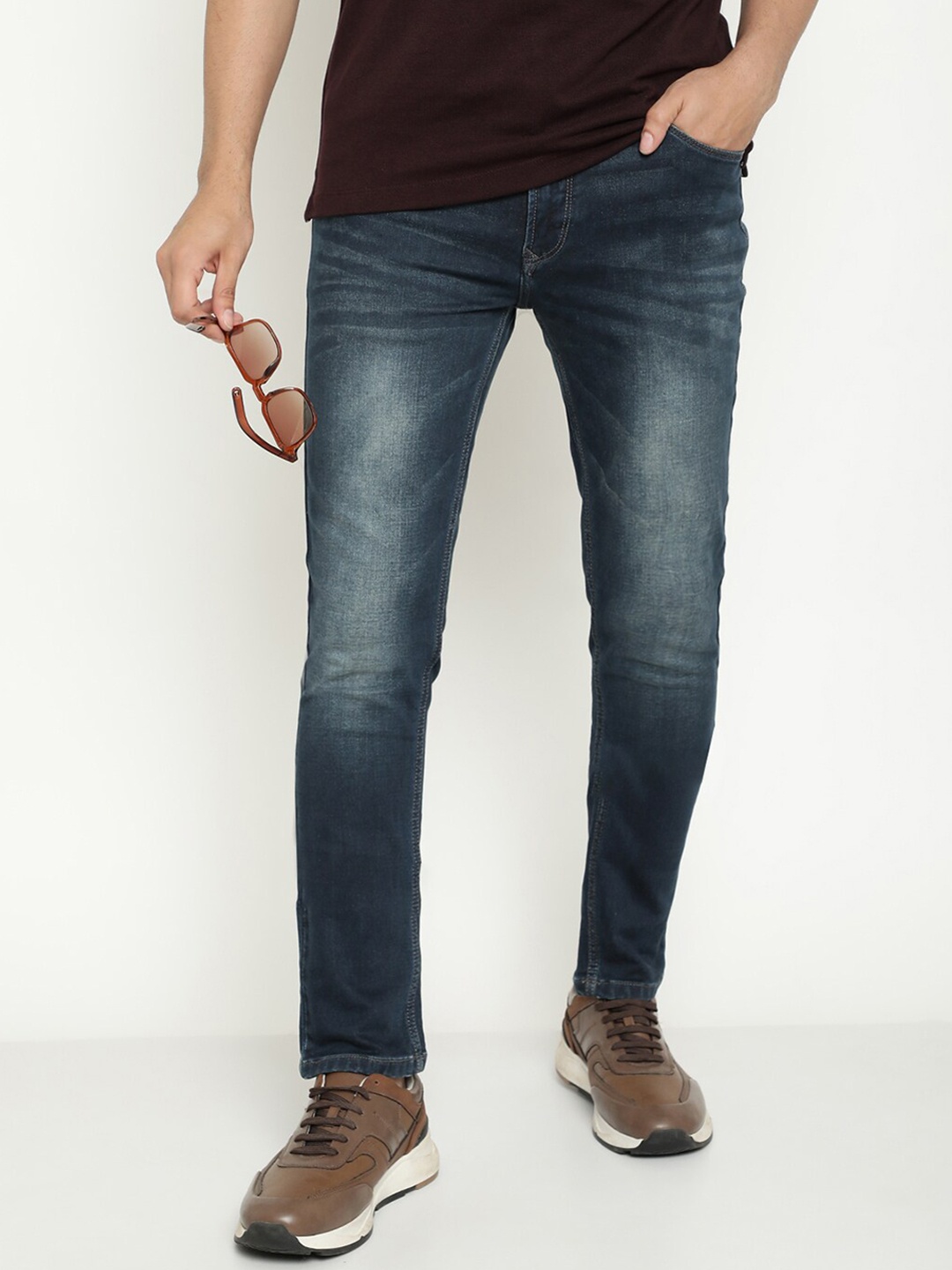 

Octave Men Heavy Fade Mid-Rise Cotton Stretchable Jeans, Blue