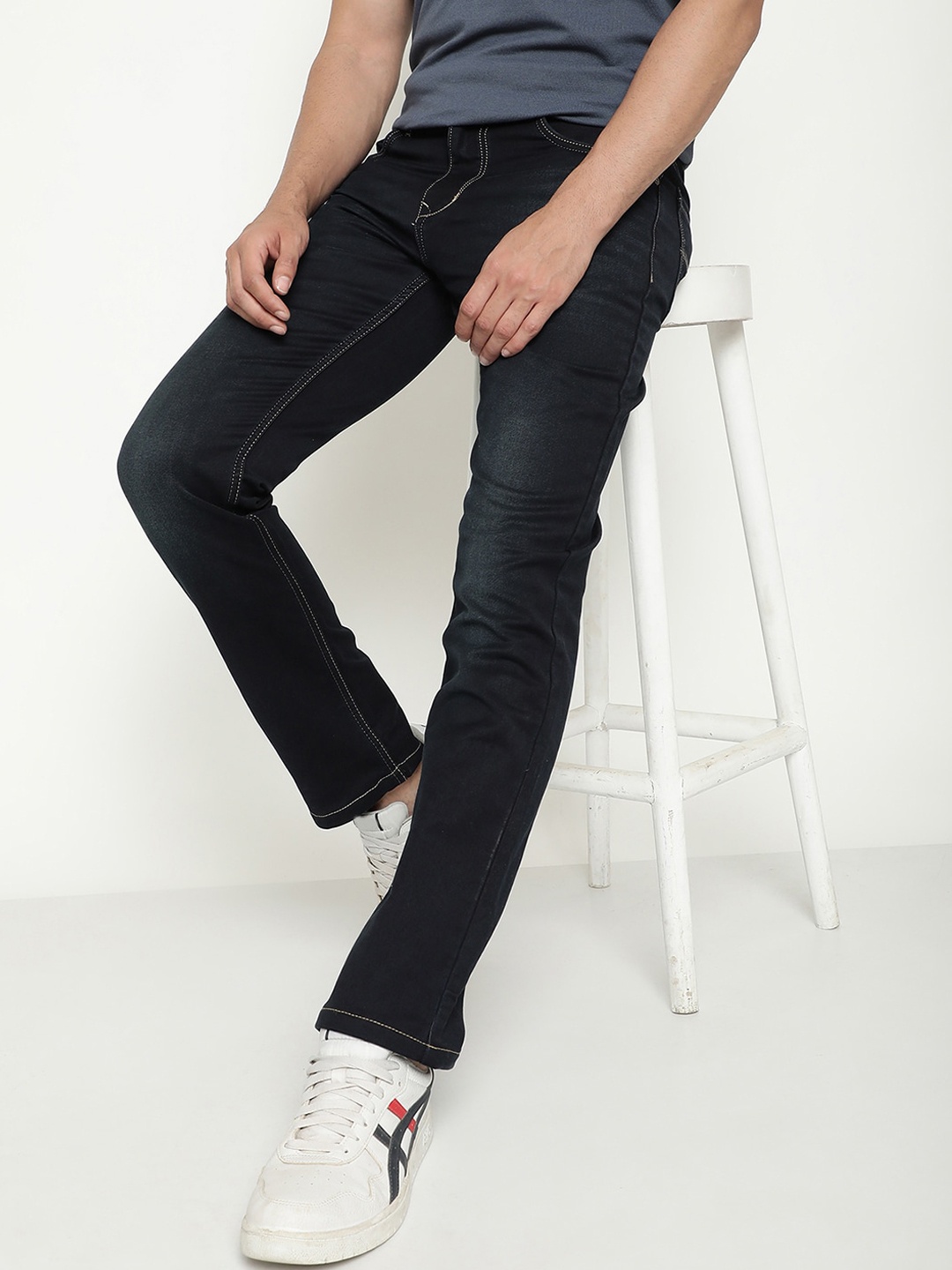

Octave Men Light Fade Mid-Rise Cotton Stretchable Jeans, Navy blue