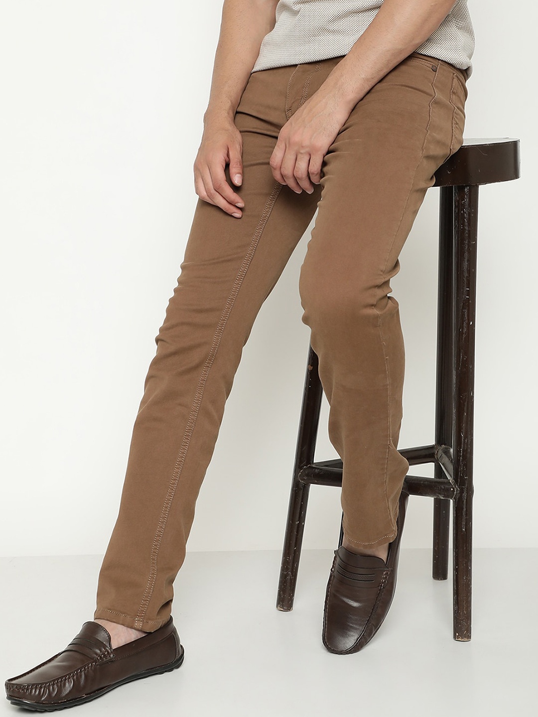 

Octave Men Mid-Rise Coloured Shade Stretchable Jeans, Brown