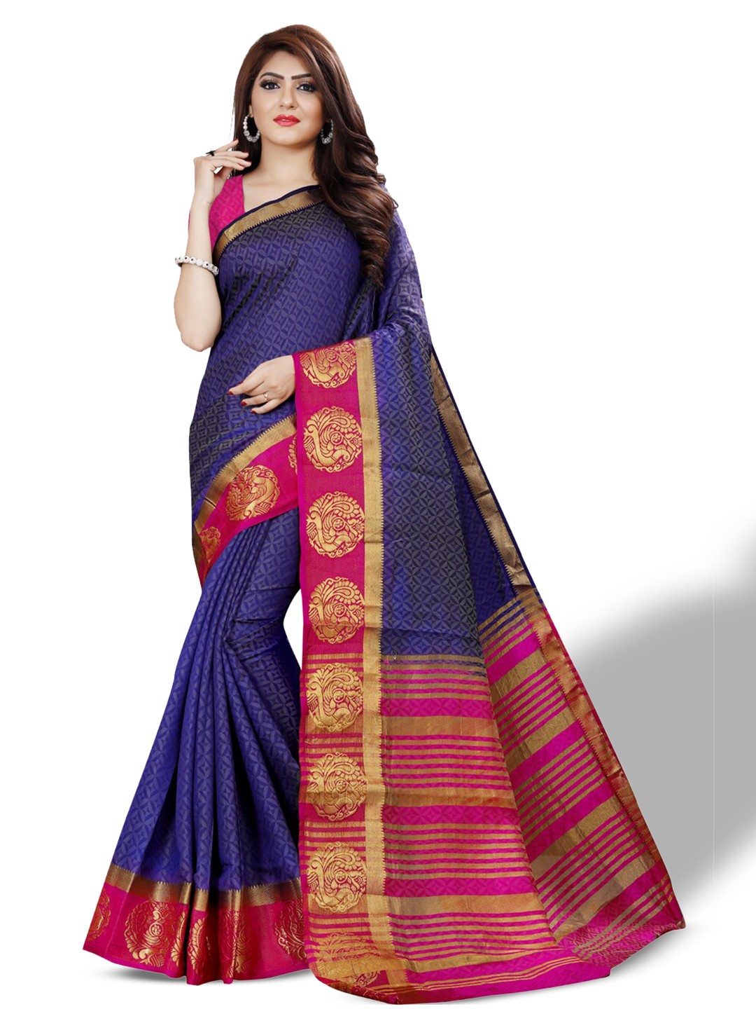 

ZEEPKART Woven Design Zari Kanjeevaram Saree, Blue