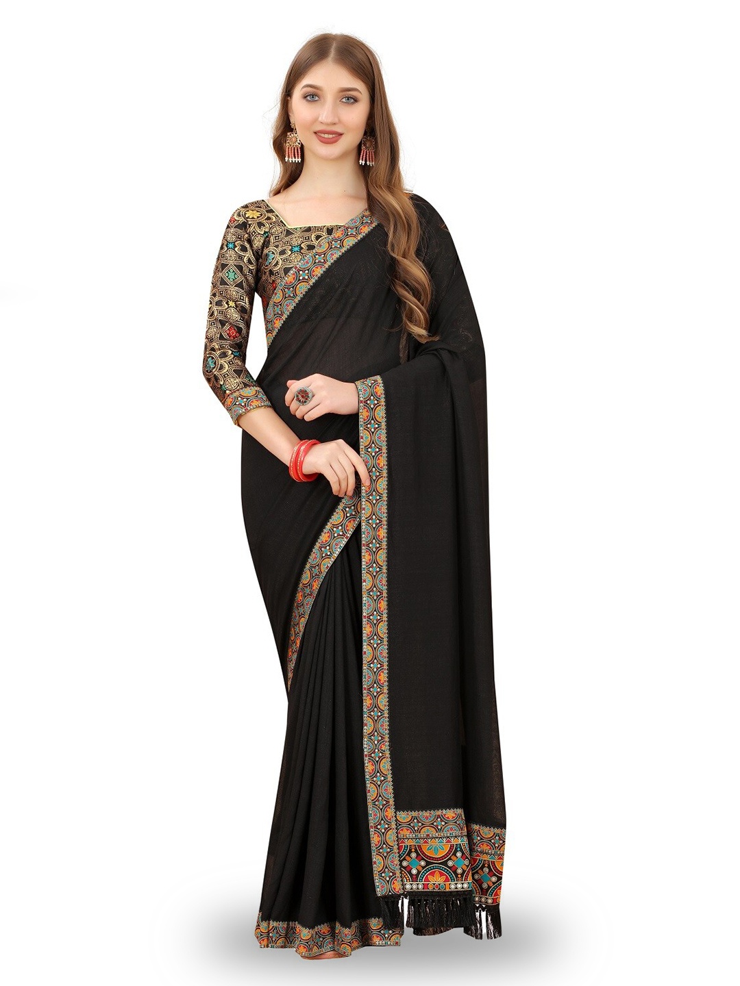 

ZEEPKART Ethnic Motifs Printed Saree, Black