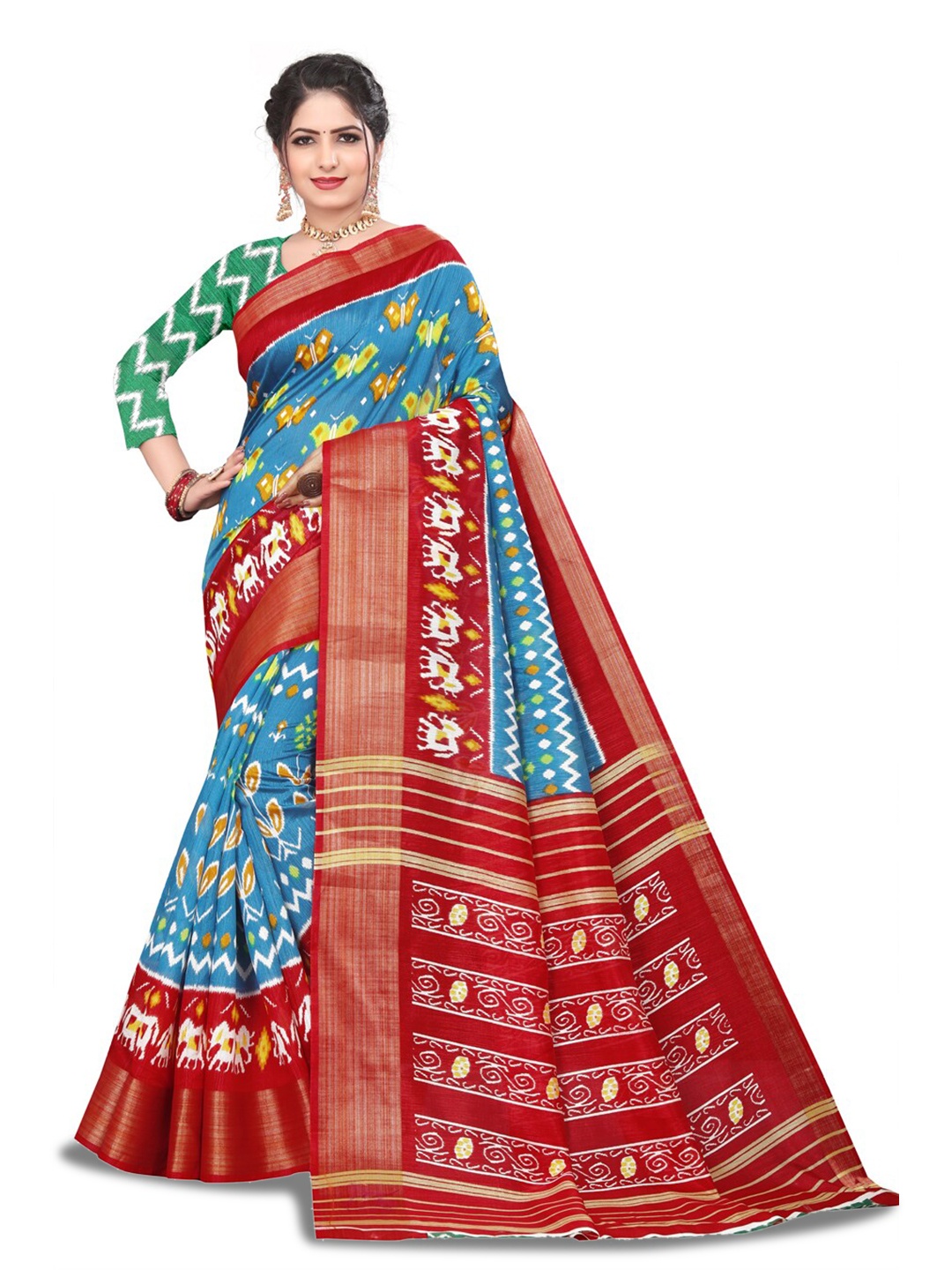 

ZEEPKART Ethnic Motifs Zari Kanjeevaram Saree, Blue