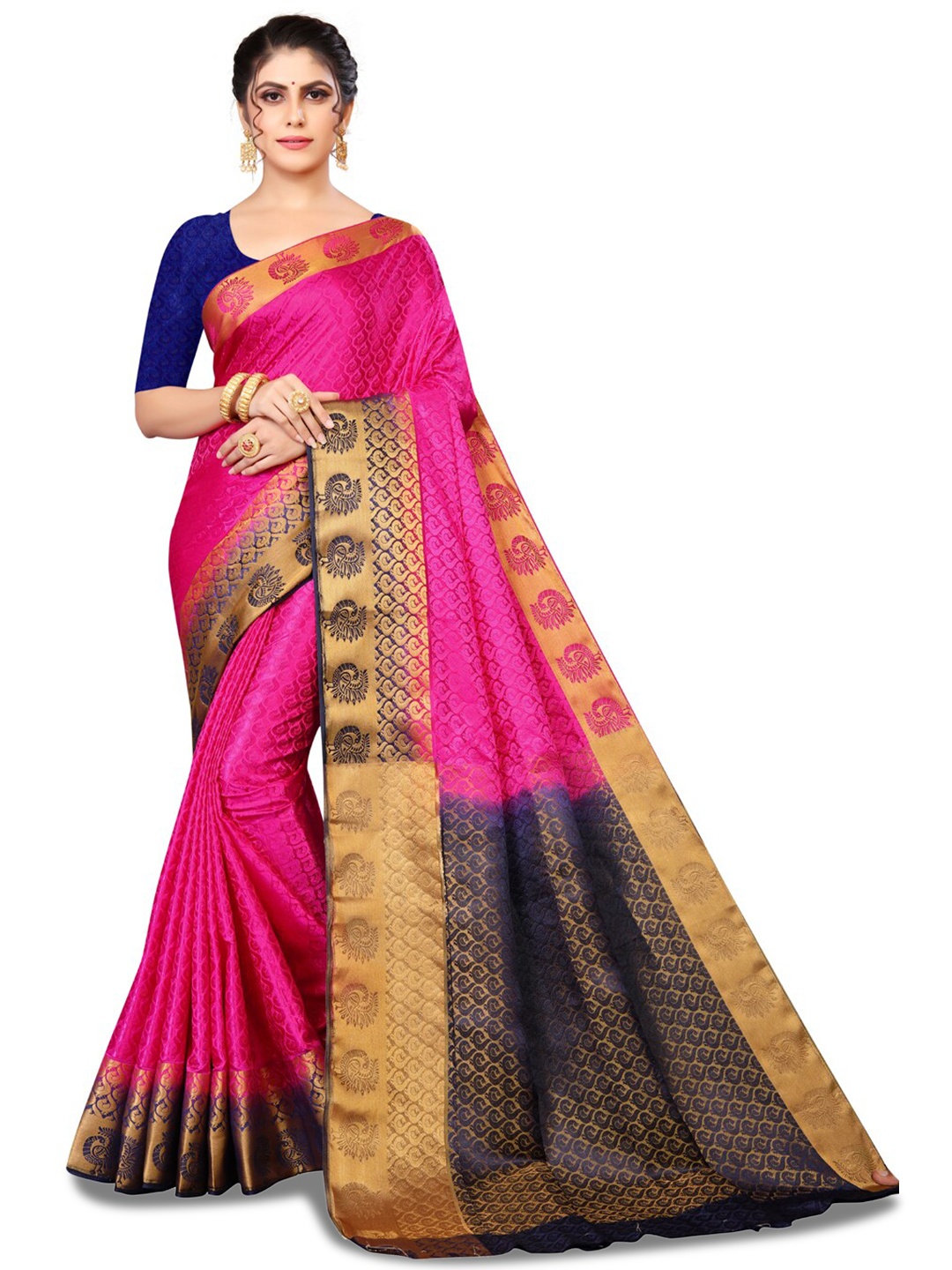 

ZEEPKART Woven Design Zari Kanjeevaram Saree, Blue