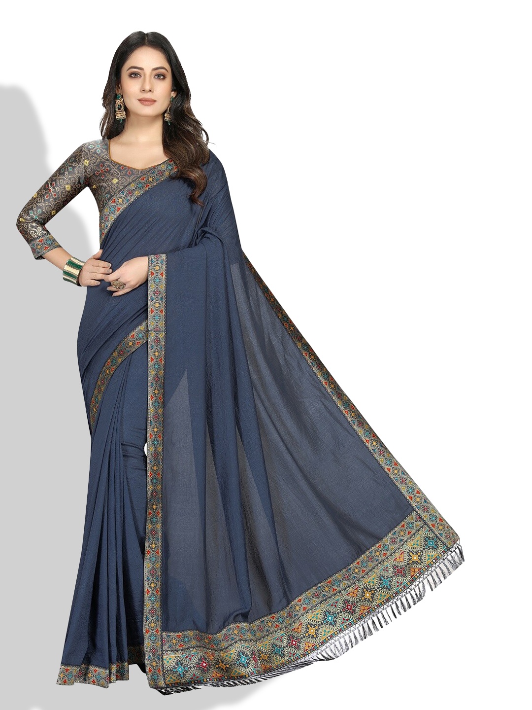 

ZEEPKART Woven Design Zari Kanjeevaram Saree, Grey