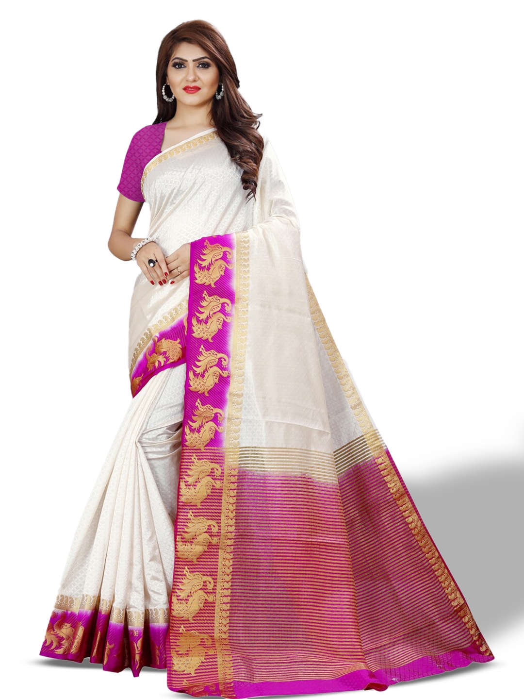 

ZEEPKART Woven Design Zari Kanjeevaram Saree, Pink