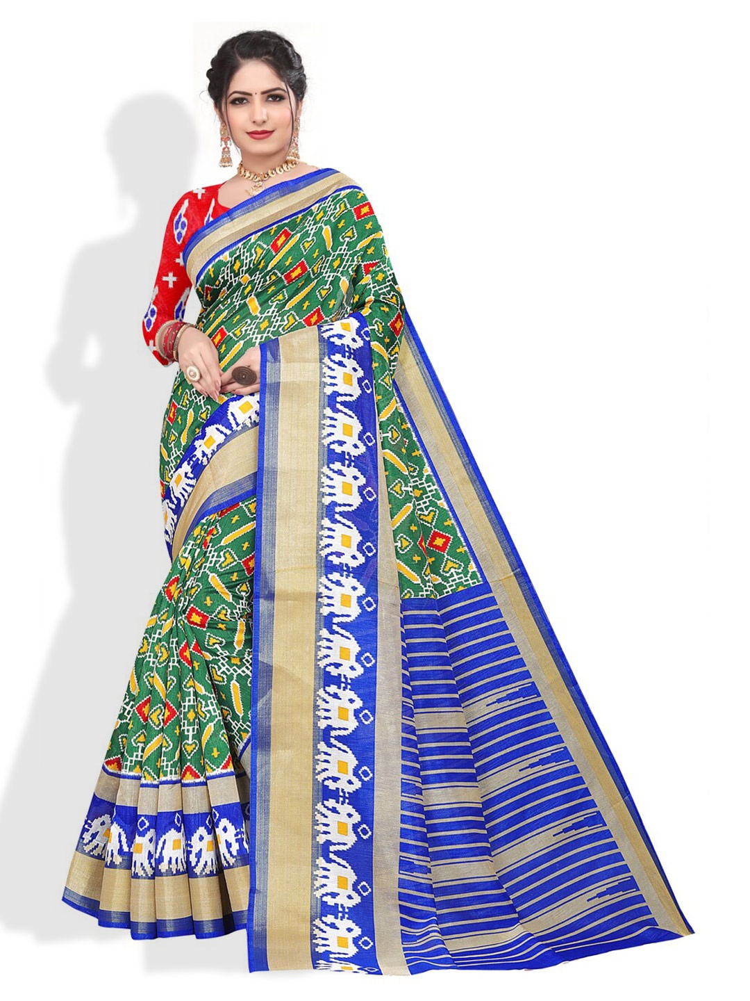 

ZEEPKART Ethnic Motifs Zari Kanjeevaram Saree, Blue