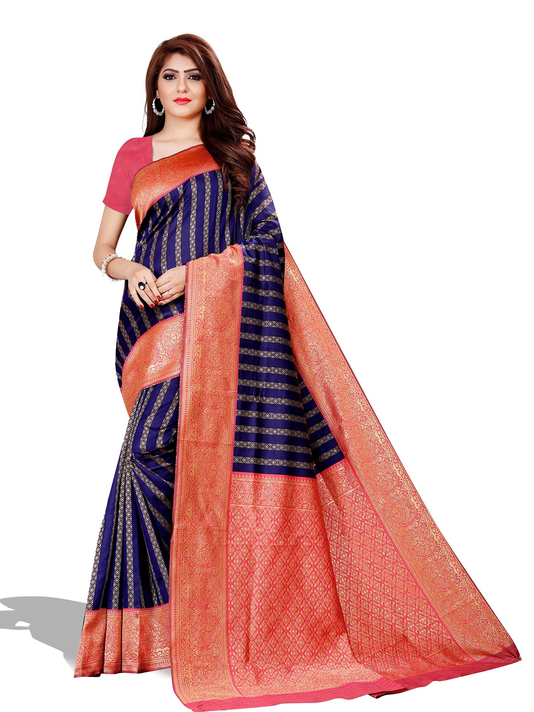 

ZEEPKART Ethnic Woven Design Zari Kanjeevaram Saree, Blue