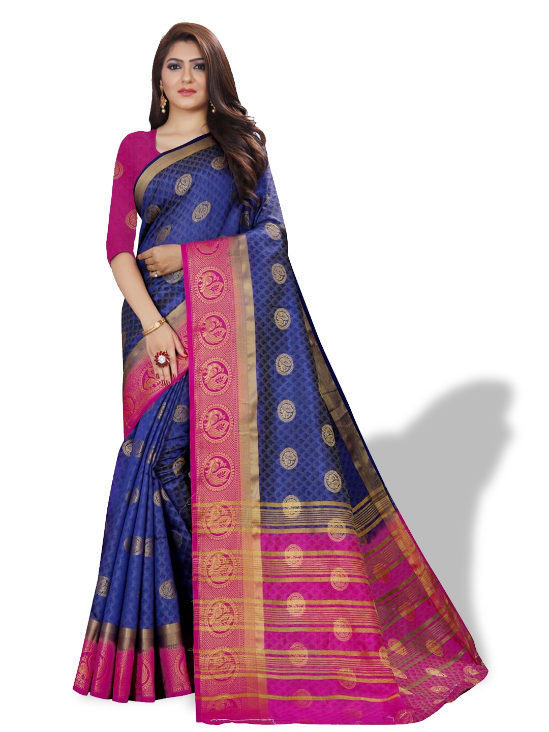 

ZEEPKART Woven Design Zari Kanjeevaram Saree, Blue