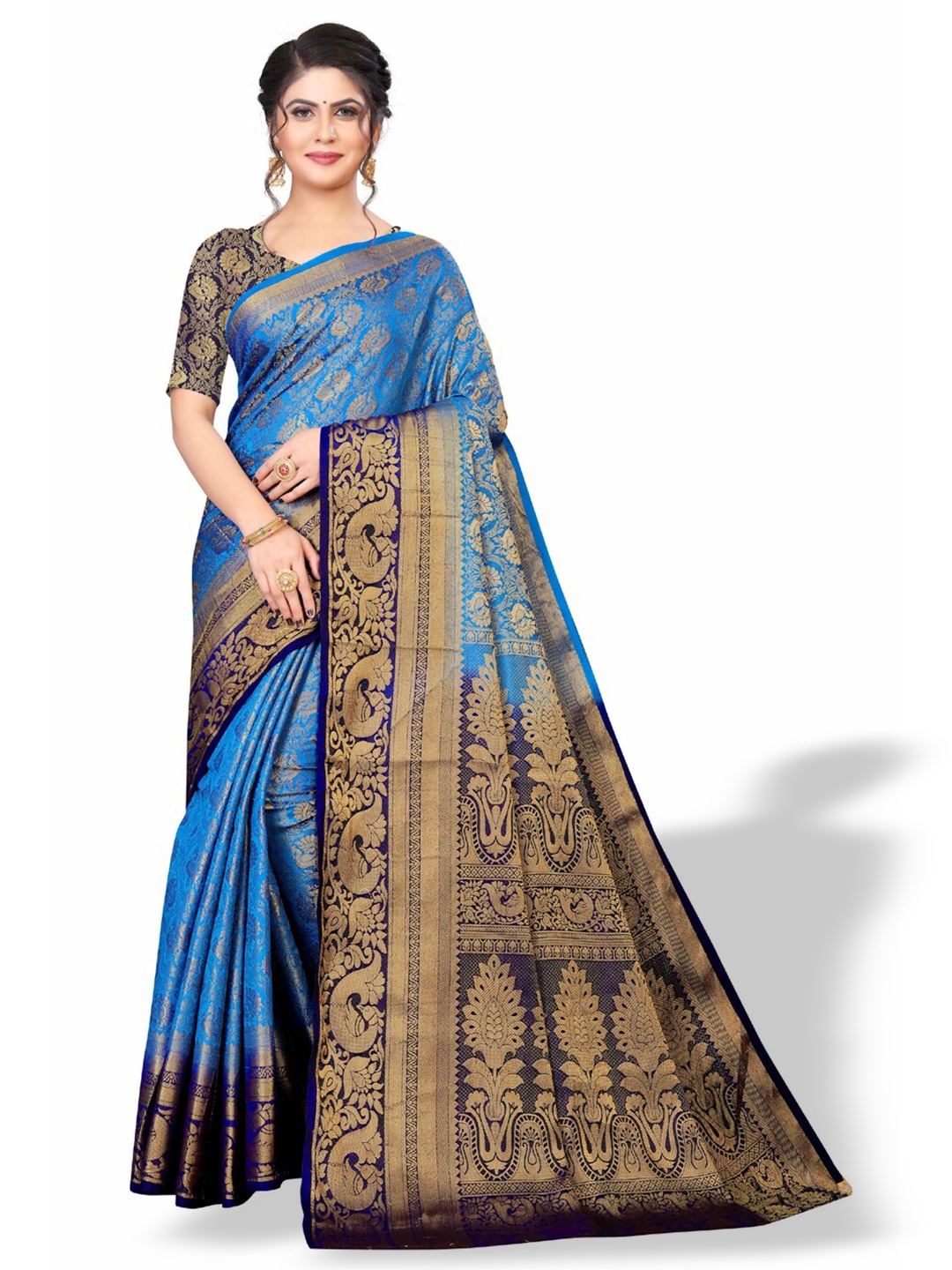 

ZEEPKART Ethinic Design Zari Kanjeevaram Saree, Blue