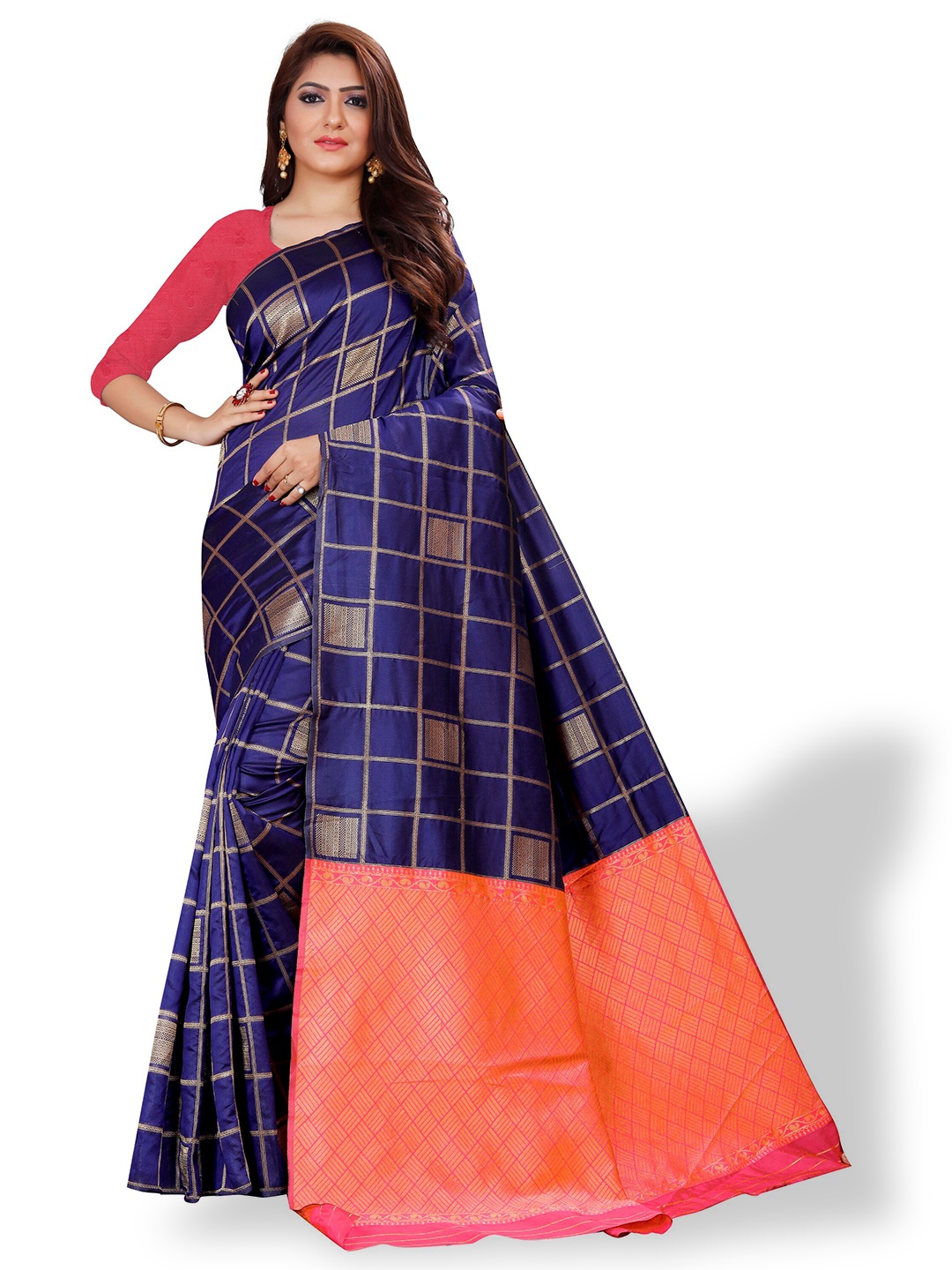 

ZEEPKART Woven Design Zari Kanjeevaram Saree, Blue