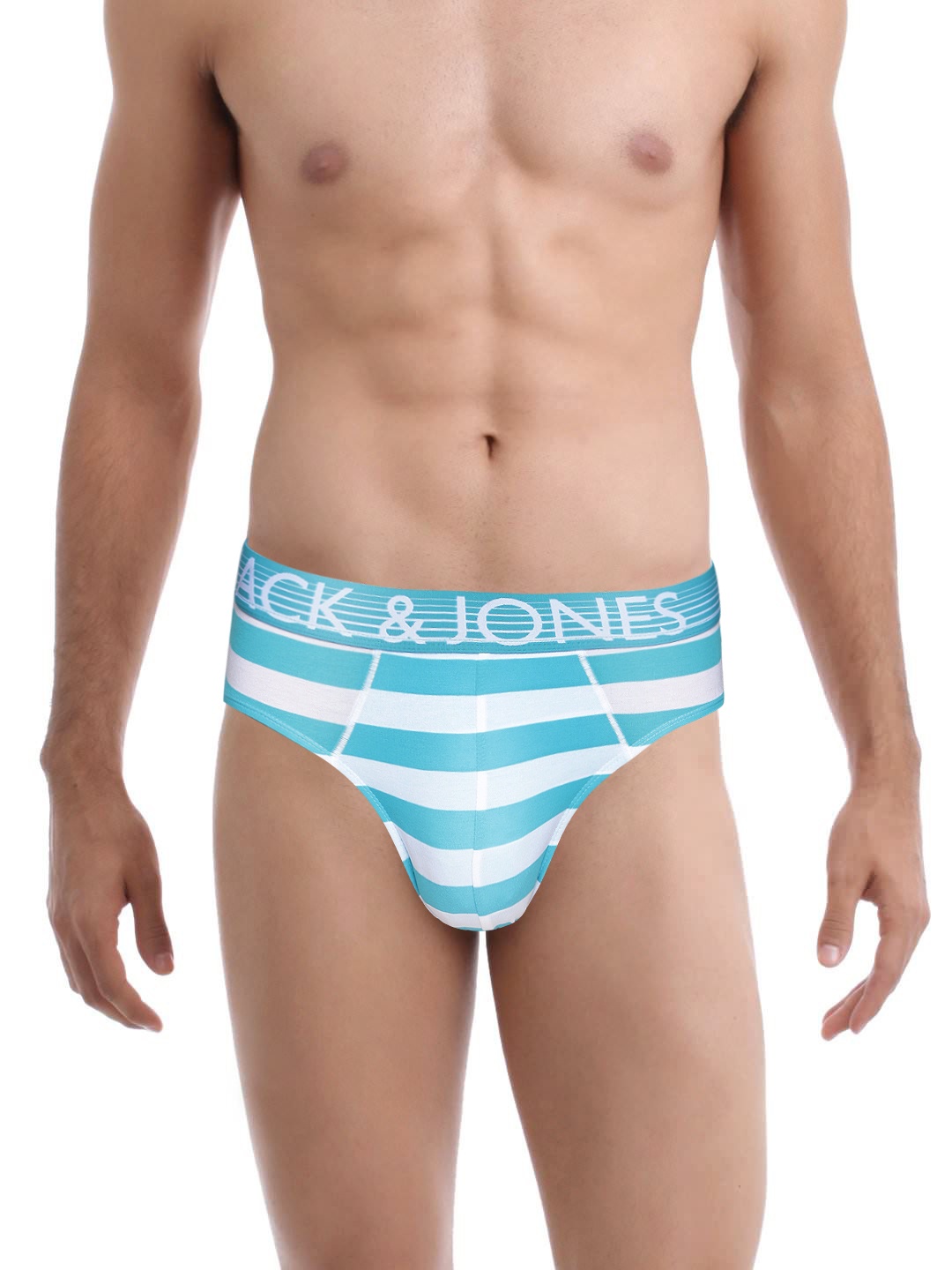 

Jack & Jones Men Blue & White JJSEA Striped Briefs 1953869001