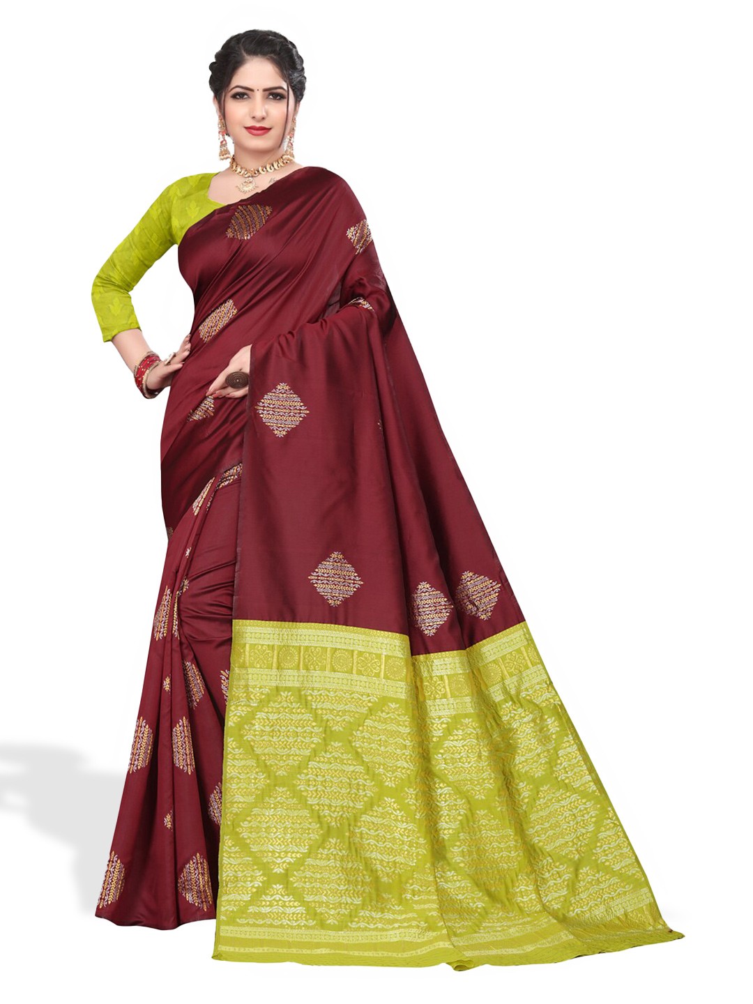 

ZEEPKART Ethnic Motifs Woven Design Zari Kanjeevaram Saree, Purple