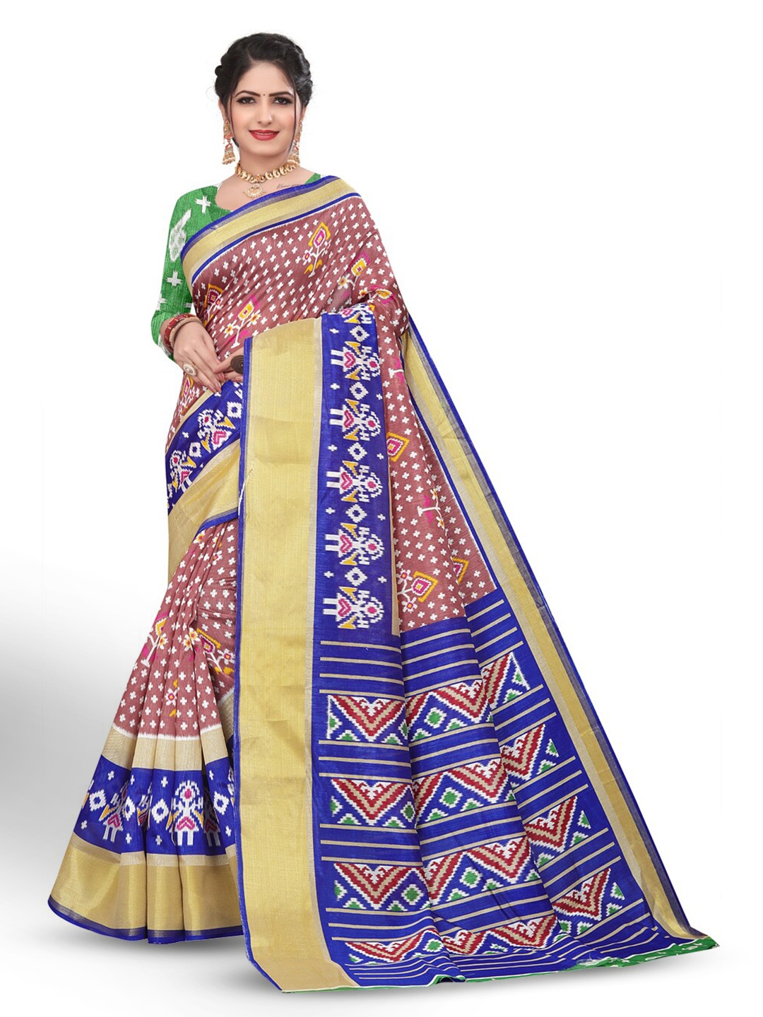 

ZEEPKART Ethnic Motif Printed Kanjeevaram Zari Saree, Blue