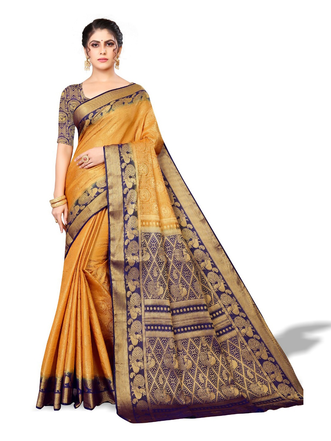 

ZEEPKART Ethnic Woven Design Zari Kanjeevaram Saree, Blue