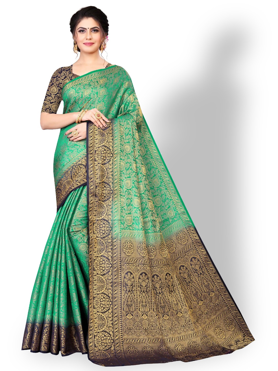 

ZEEPKART Woven Design Zari Kanjeevaram Saree, Blue