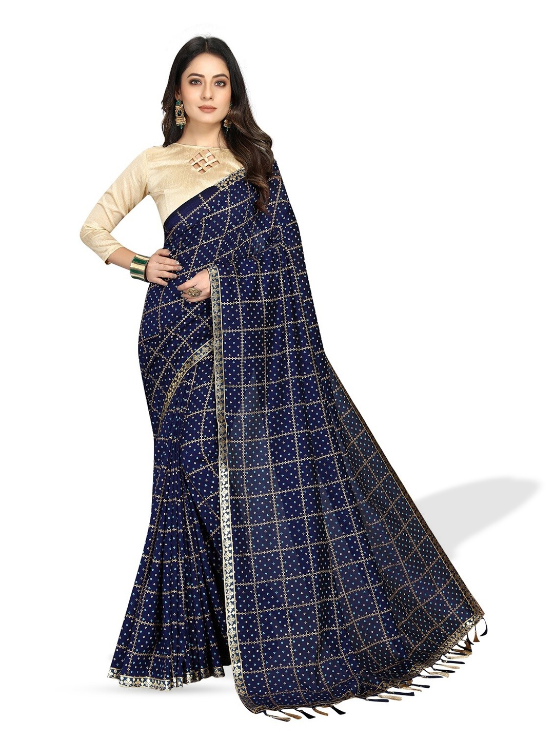 

ZEEPKART Bandhani Printed Poly Silk Saree, Blue