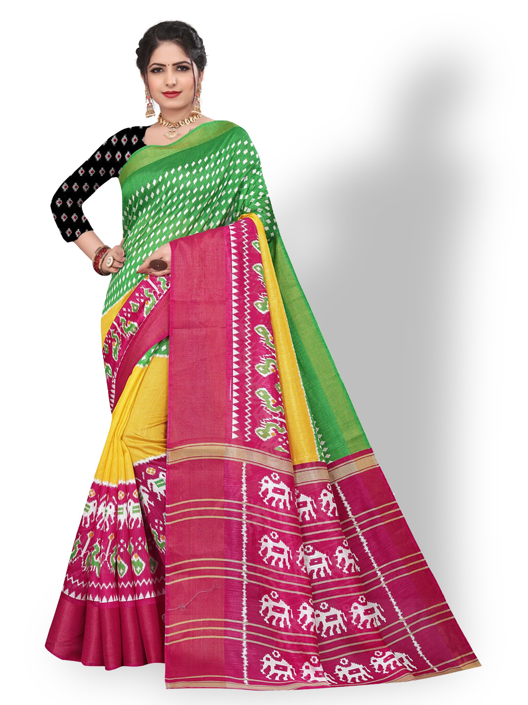

ZEEPKART Ethnic Motifs Printed Saree, Green