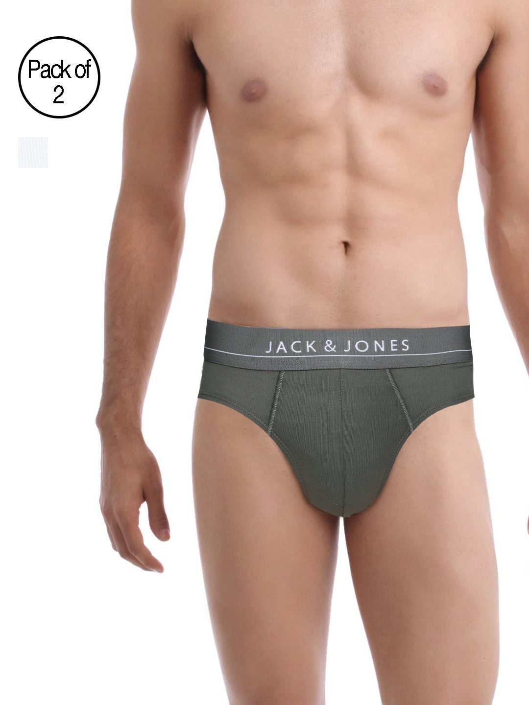 

Jack & Jones Men Pack of 2 Briefs 1955178011, Grey