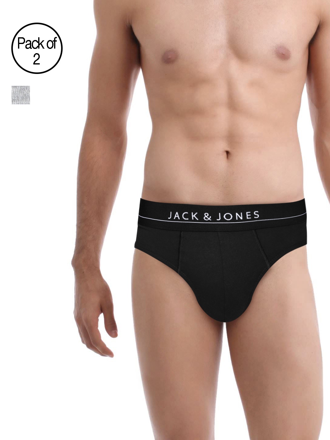 

Jack & Jones Men Pack of 2 Briefs 1955178016, Grey