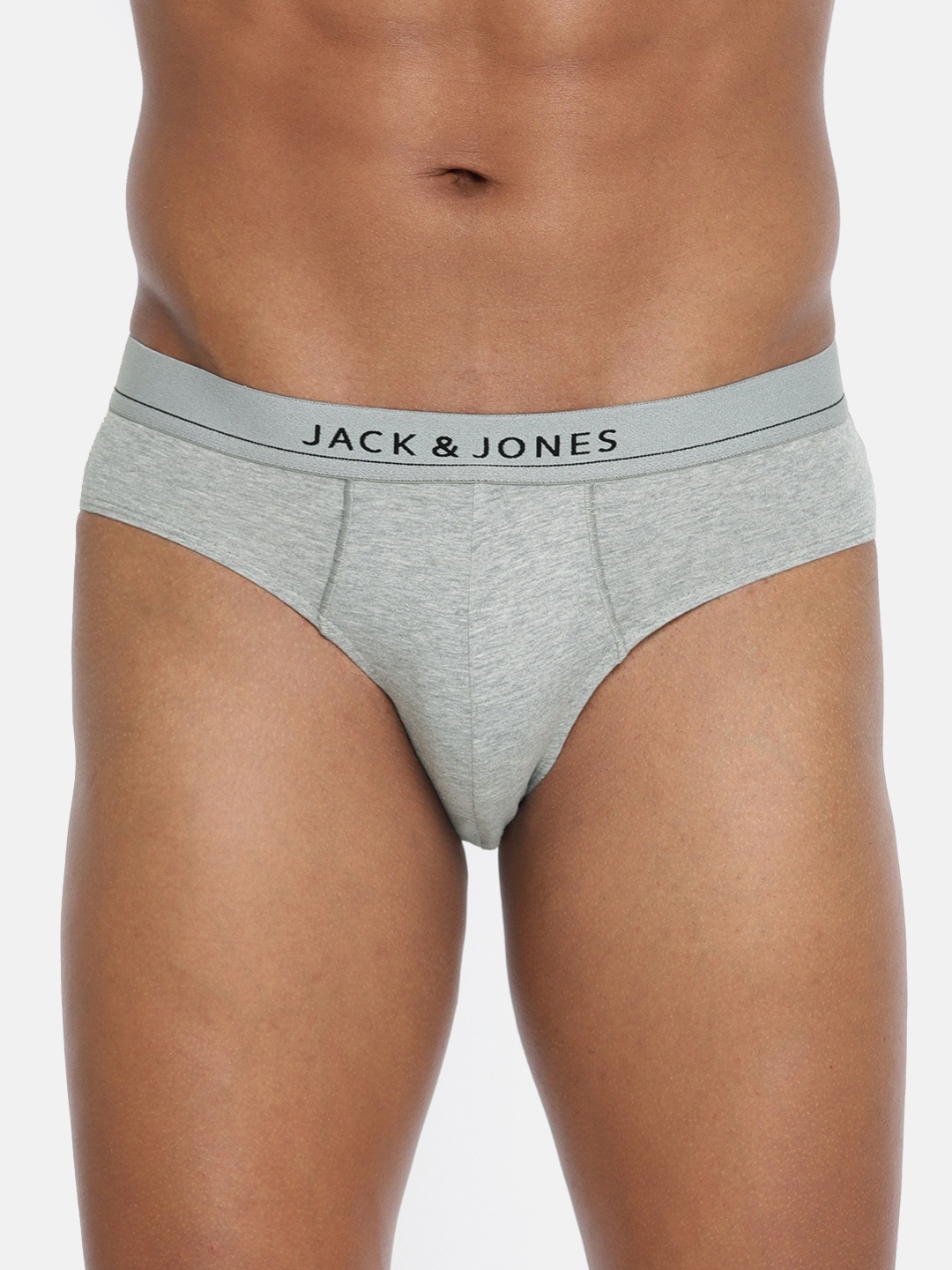 

Jack & Jones Men Grey Melange Solid Basic Briefs 1955177006