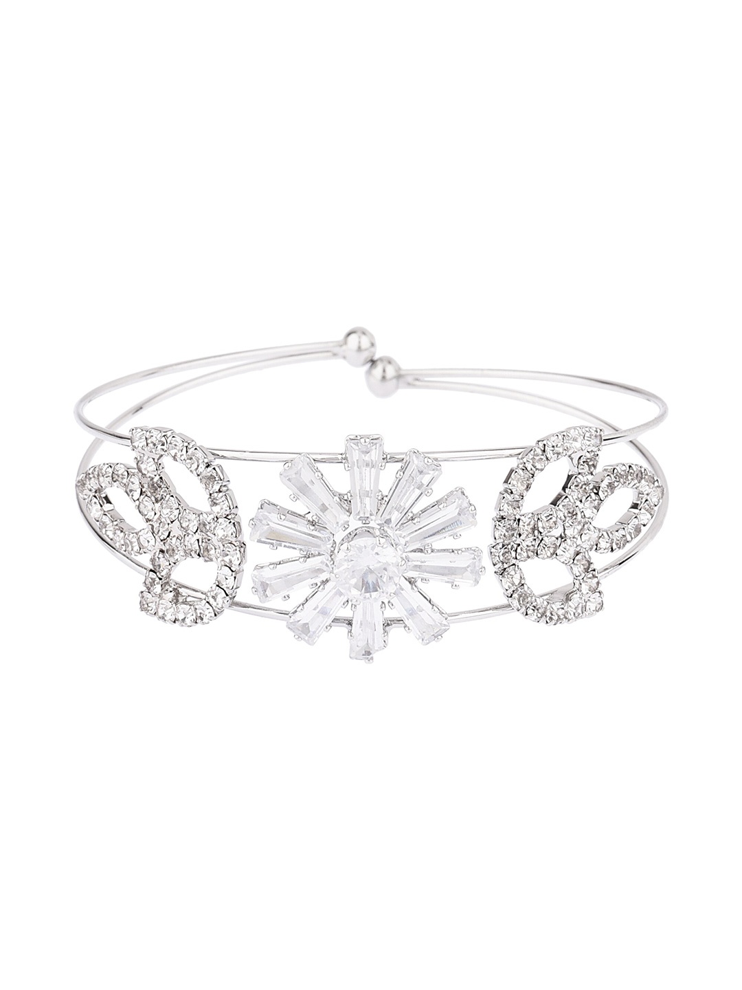 

FEMMIBELLA Women Crystals Silver-Plated Charm Bracelet