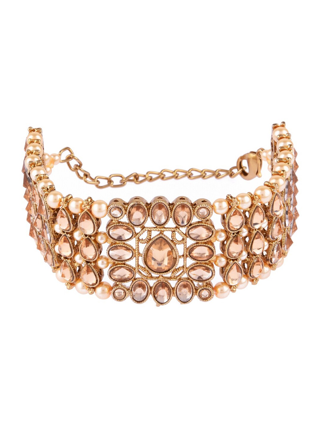 

FEMMIBELLA Gold-Plated Kundan Multistrand Bracelet