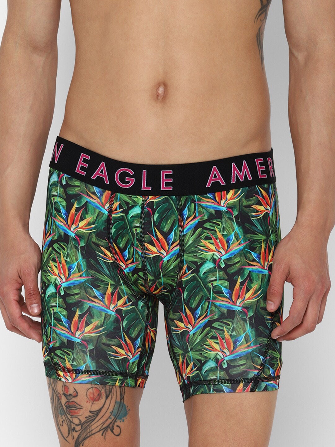 

AMERICAN EAGLE OUTFITTERS Men Printed Anti Microbial Boxer Style Brief WEA0233076300, Green