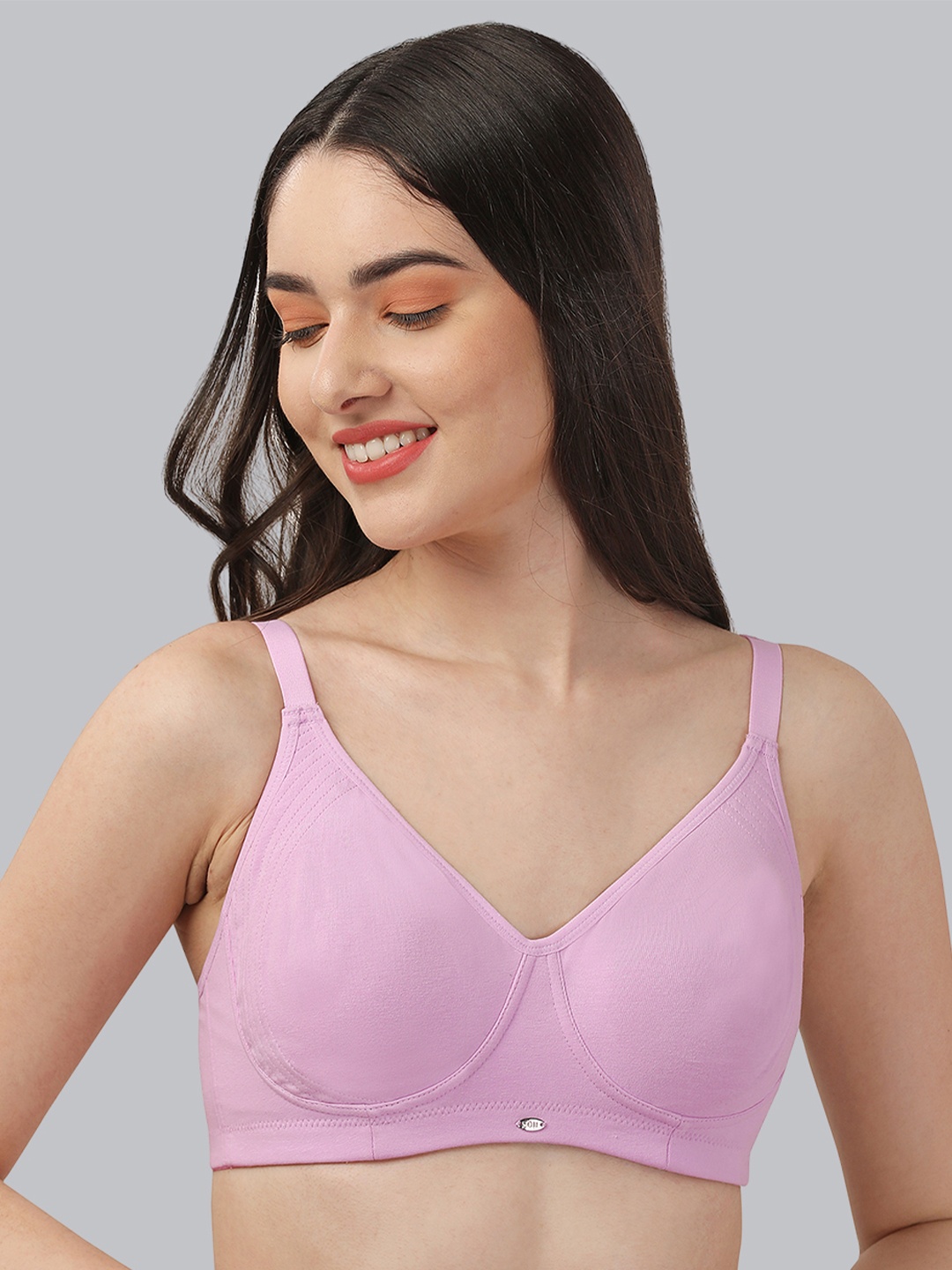 

SOIE Non Padded Non Wired Full Coverage Cotton Spandex Encircled T-shirt Bra, Pink