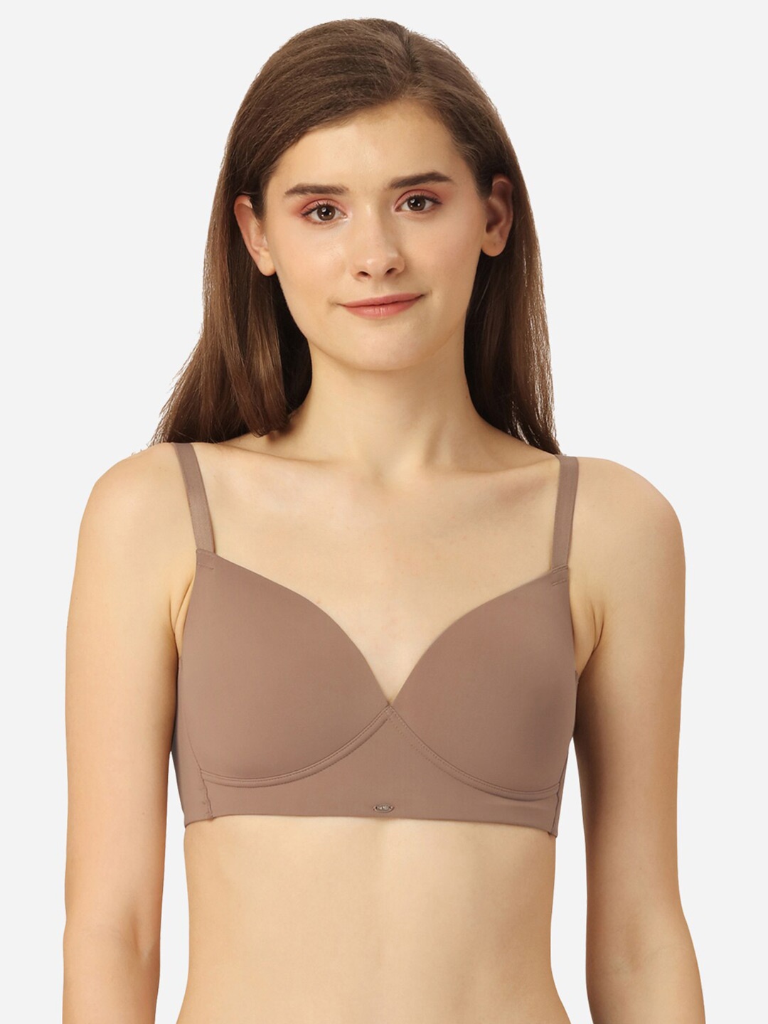 

Soie Women Full Coverage Padded Non Wired T-shirt Bra, Brown