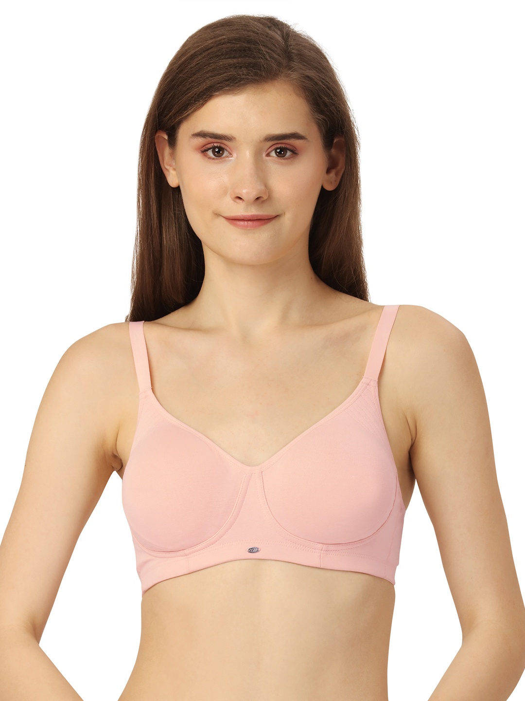 

Soie Women Non Padded Non Wired Full Coverage Cotton Spandex Encircled T-shirt Bra, Peach