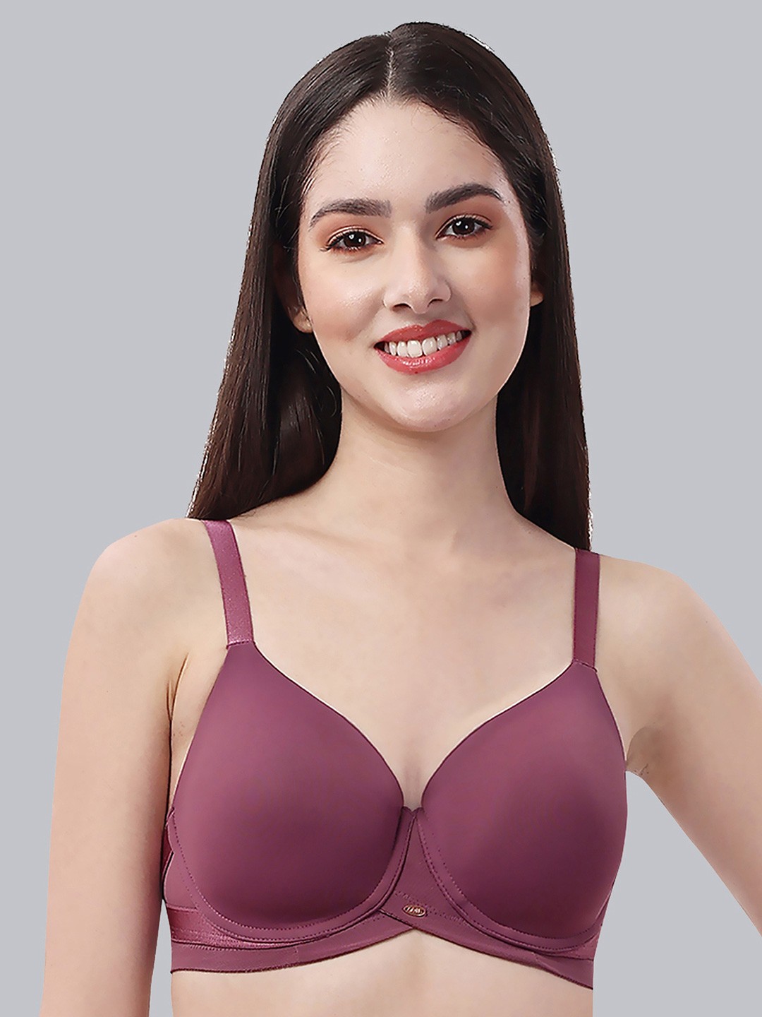 

Soie Women Full Coverage Padded Wired T-shirt Bra with Mesh Detailing, Purple