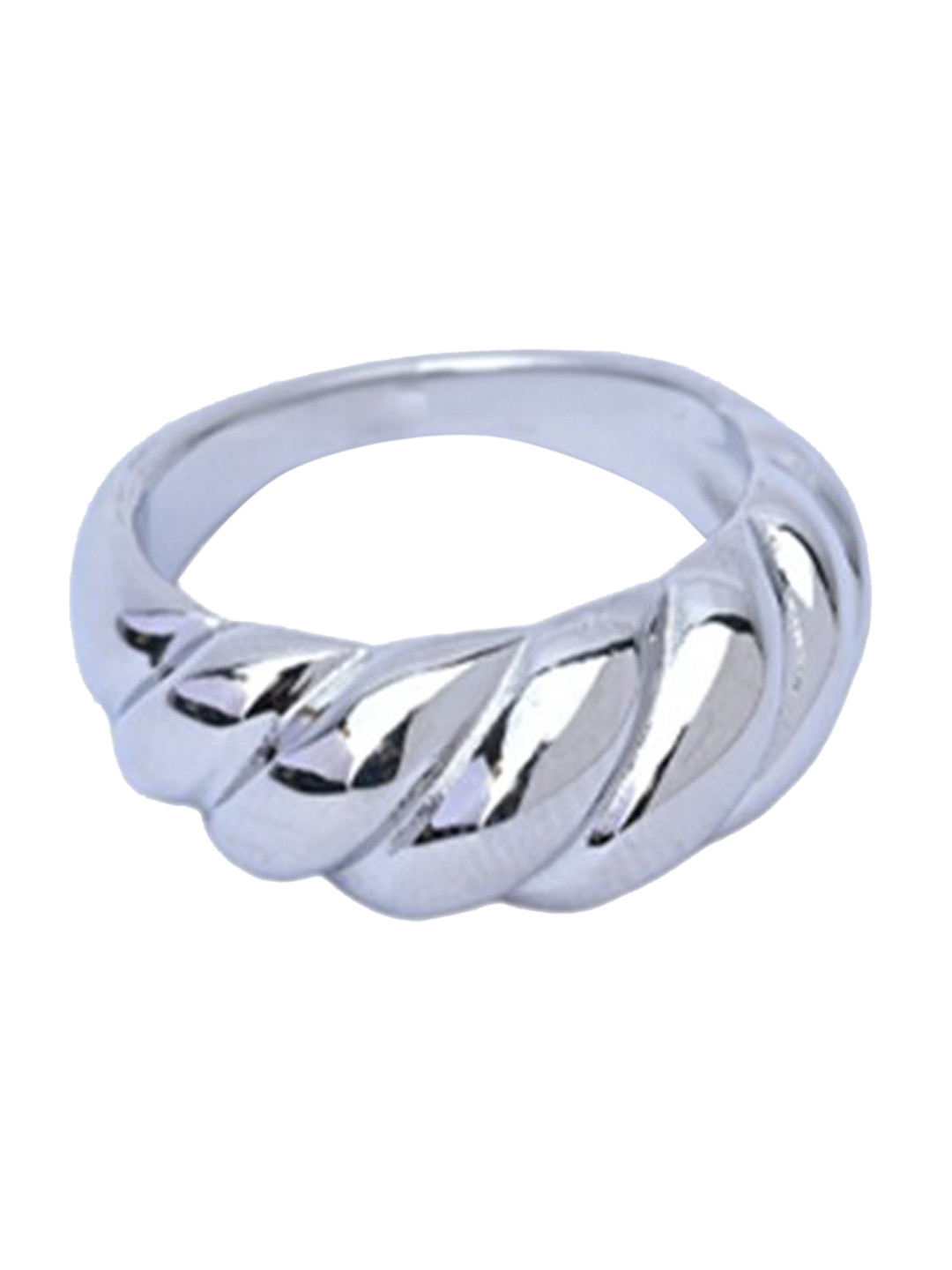 

PALMONAS 18K White Gold-Plated Rope Twisted Finger Ring, Silver