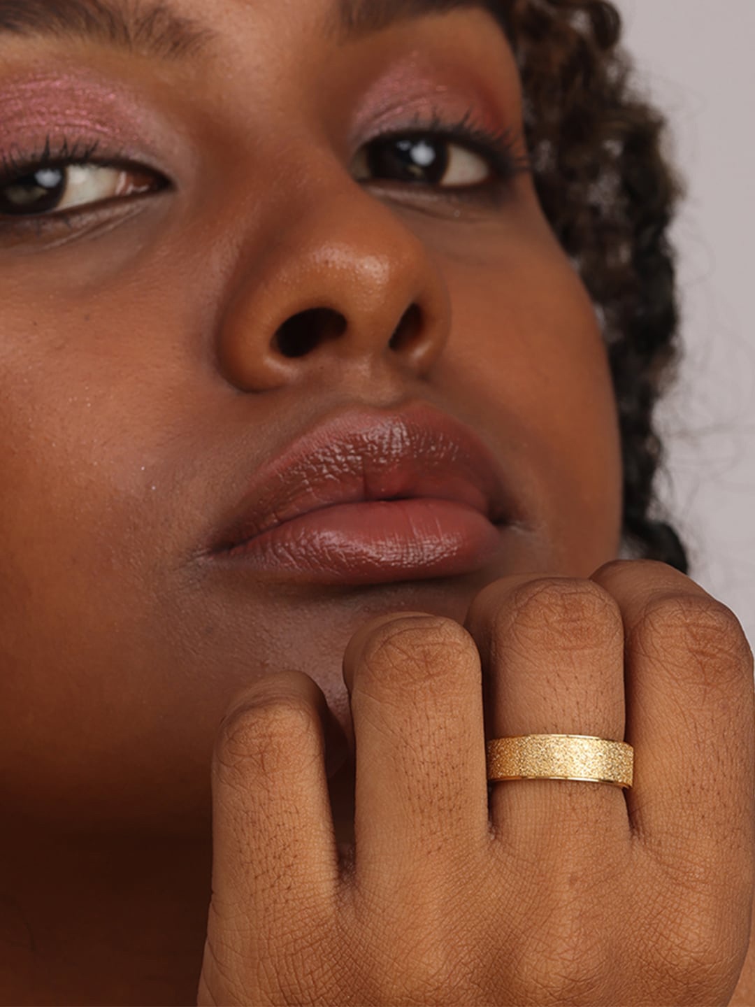 

PALMONAS Gold Plated Stainless Steel Band Style Finger Ring