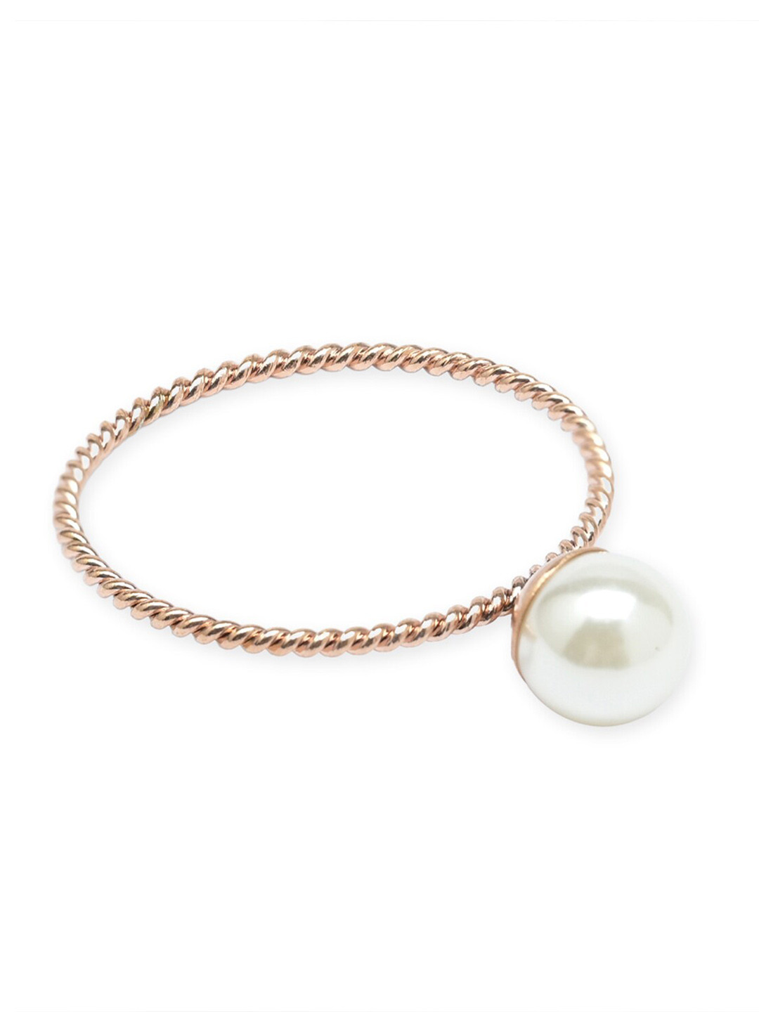 

PALMONAS 18K Rose Gold Plated Pearl-Studded Finger Ring