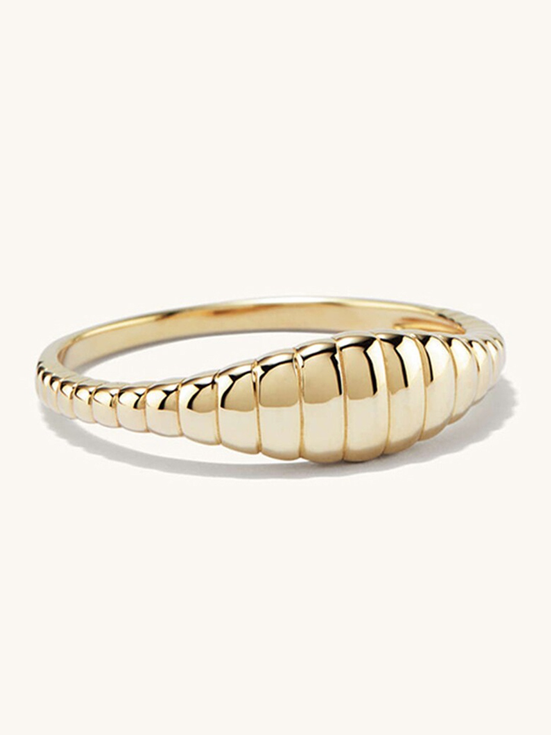 

PALMONAS 18K Gold-Plated Vintage Ribbed Dome Finger Ring