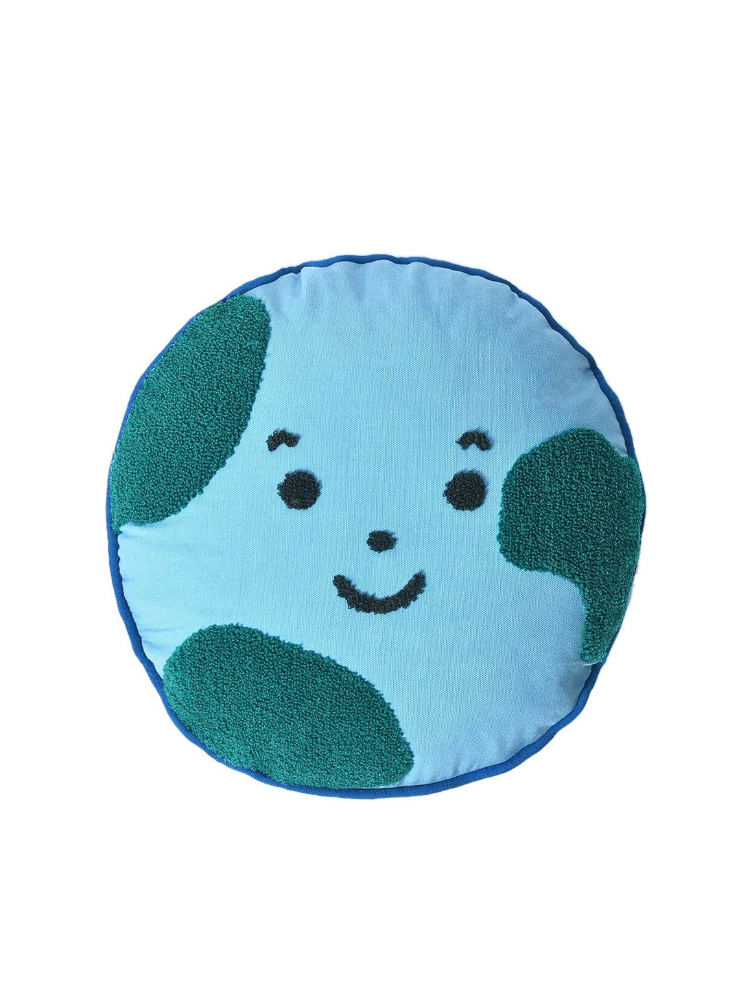 

MiArcus Blue Earth Loving Tufted Round Shaped Pillow`