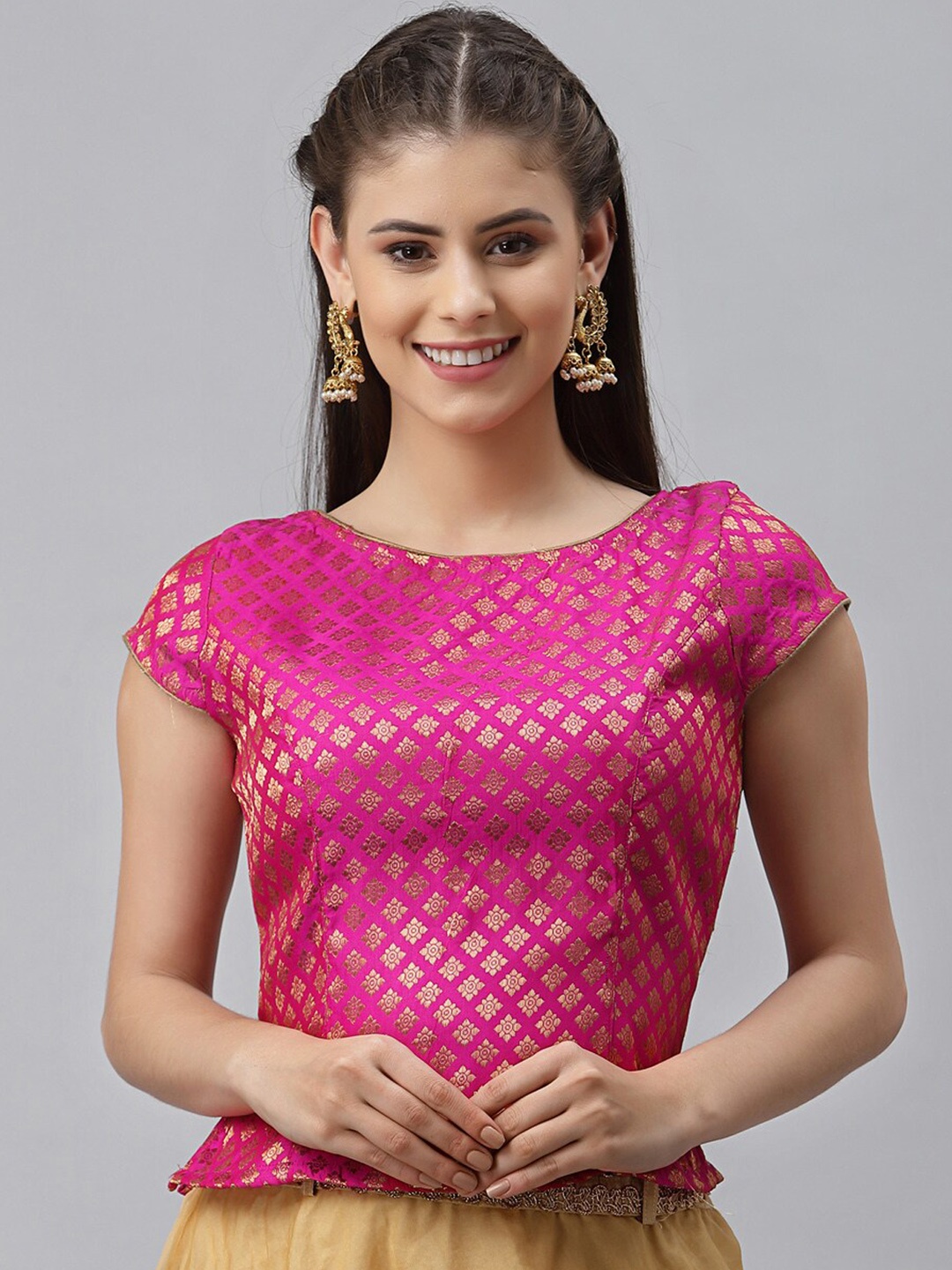 

studio rasa Brocade Princess Cut Blouse, Fuchsia