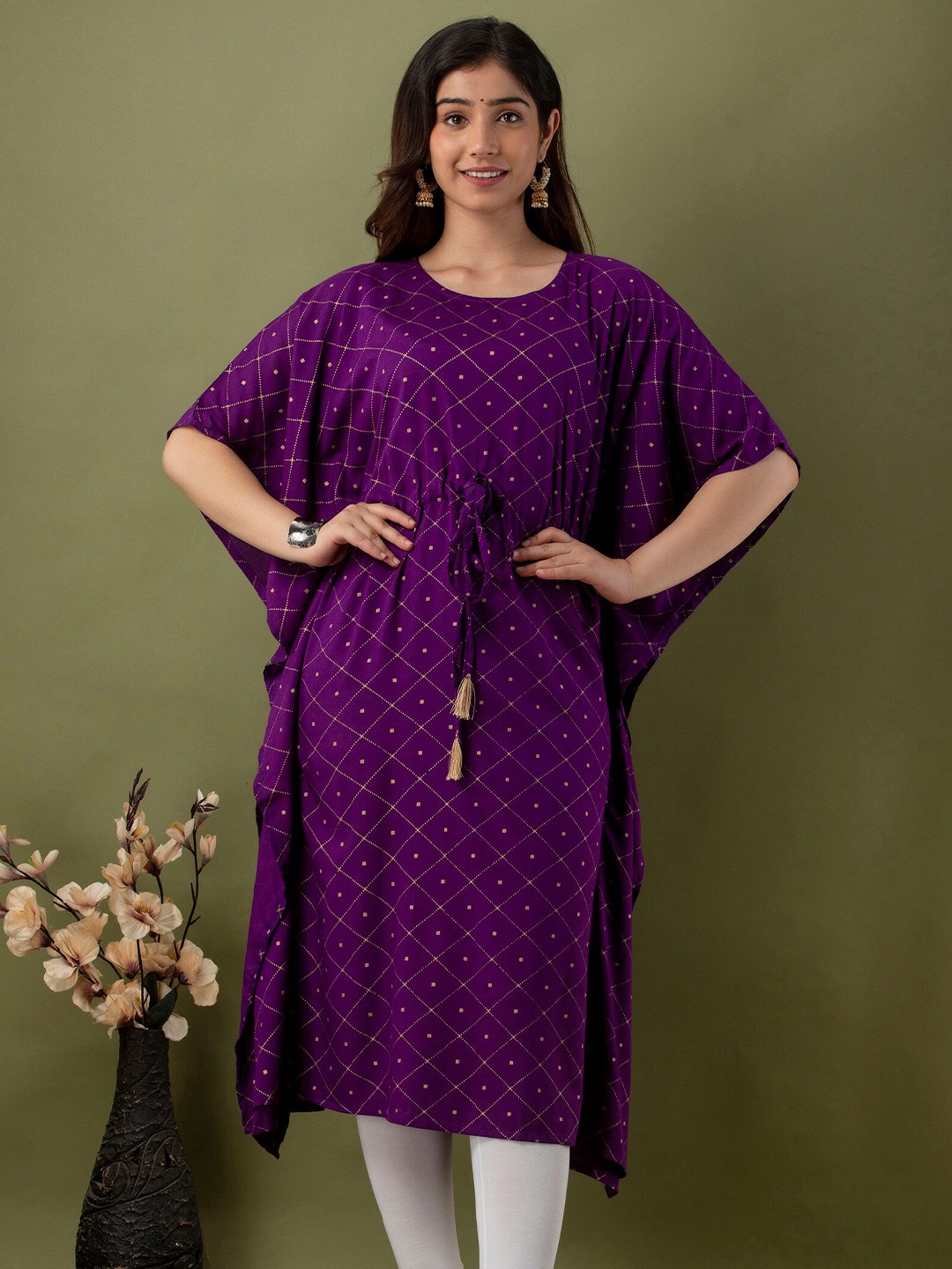 

Mialo fashion Geometric Printed Kaftan Kurta, Purple