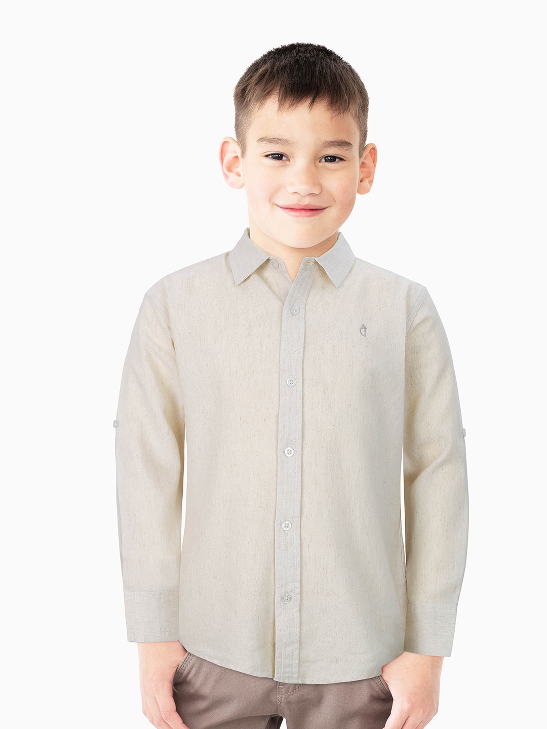 

Gini and Jony Boys Spread Collar Cotton Casual Shirt, Off white