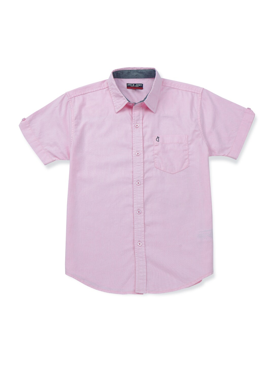 

Gini and Jony Infants Boys Spread Collar Cotton Casual Shirt, Pink