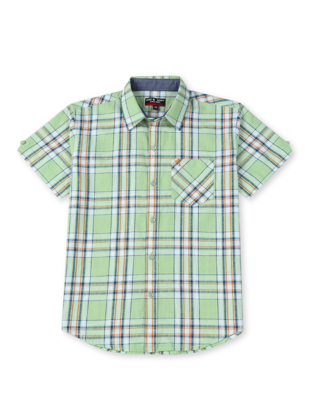 

Gini and Jony Boys Checked Cotton Casual Shirt, Green