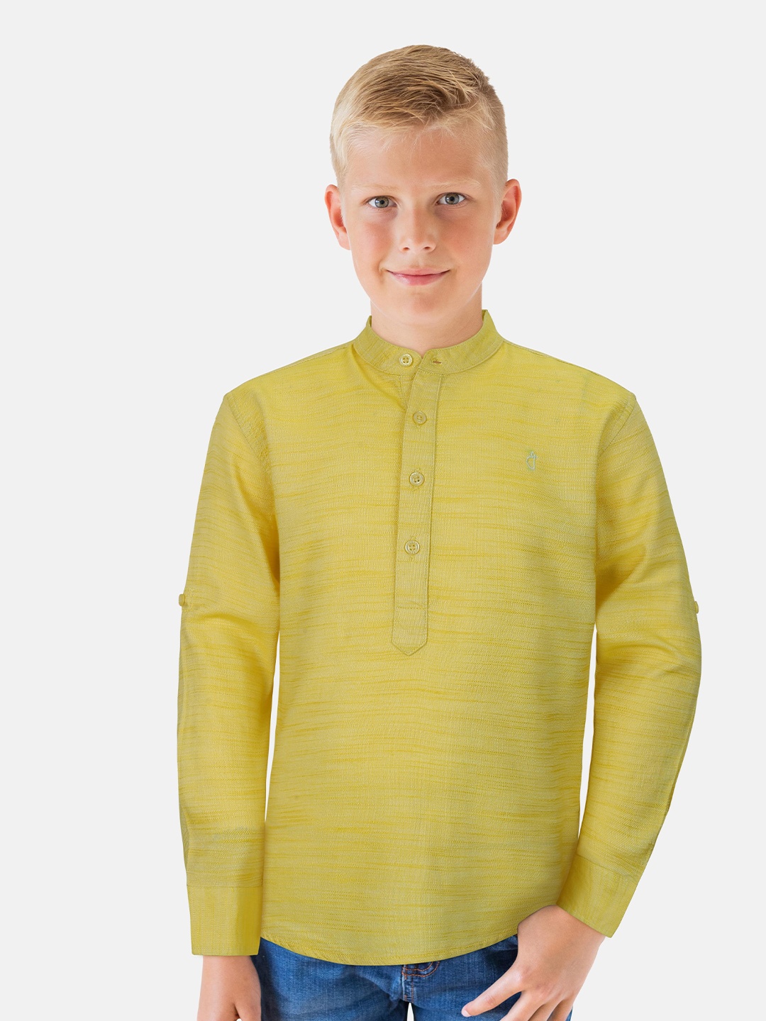 

Gini and Jony Boys Mandarin Collar Long Sleeves Cotton Casual Shirt, Yellow
