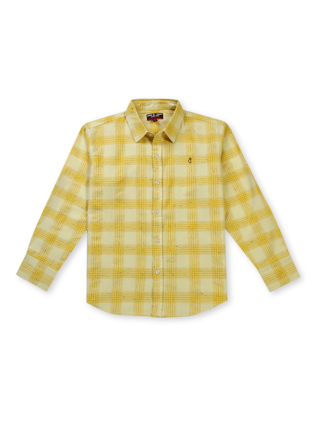 

Gini and Jony Boys Checked Spread Collar Roll-Up Sleeves Cotton Casual Shirt, Yellow