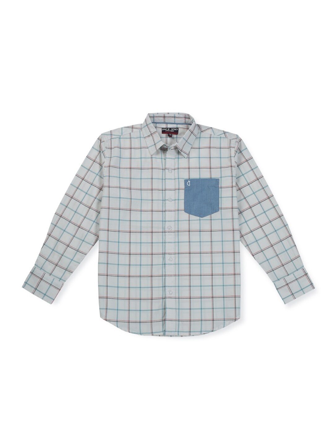 

Gini and Jony Boys Checked Cotton Casual Shirt, White