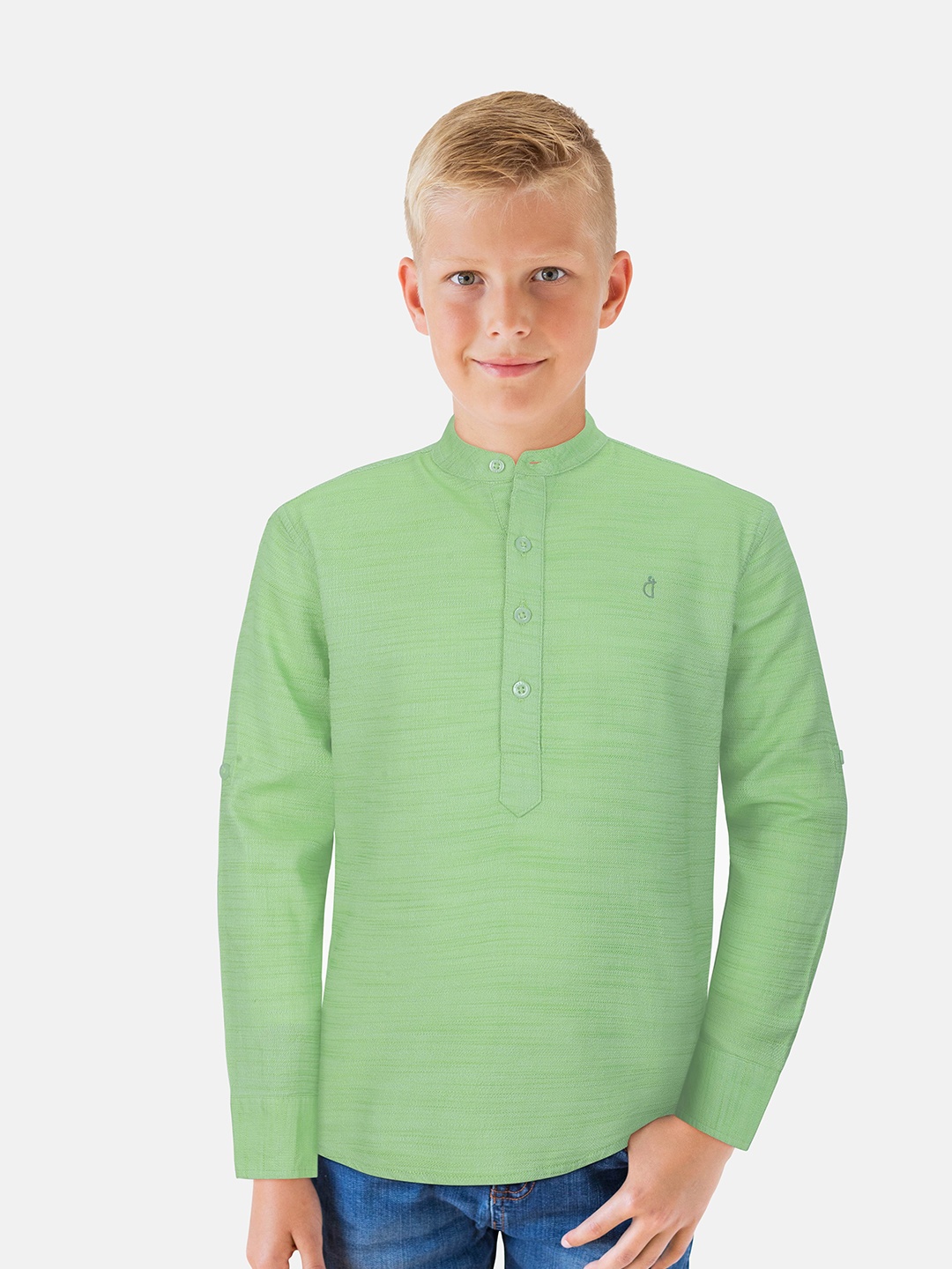 

Gini and Jony Infants Boys Mandarin Collar Casual Shirt, Green